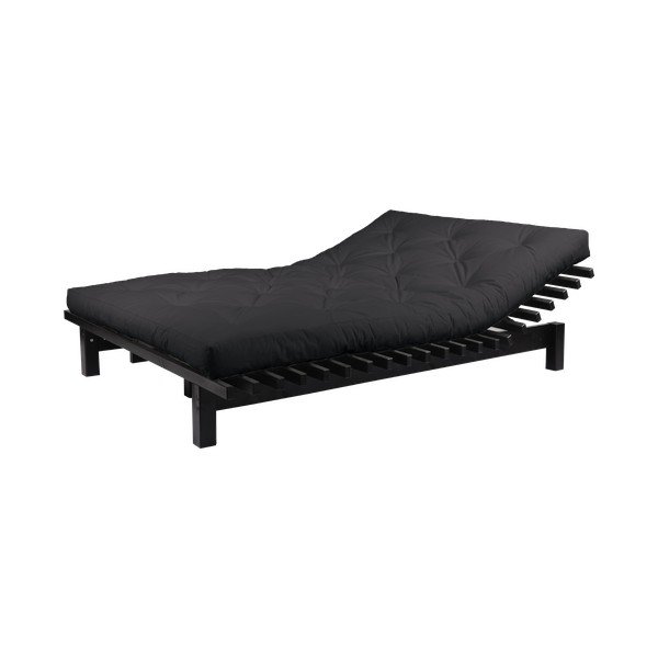 Dvojlôžková posteľ z borovicového dreva s matracom Karup Design Blues Comfort Mat Black/Black, 160 × 200 cm-image-3