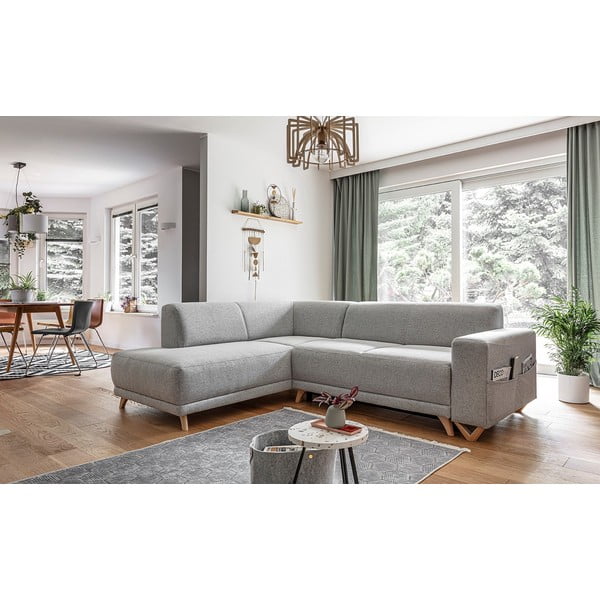 Svetlosivá rozkladacia/s úložným priestorom rohová pohovka (ľavý roh/do L) Classy Sophie – Miuform-image-3