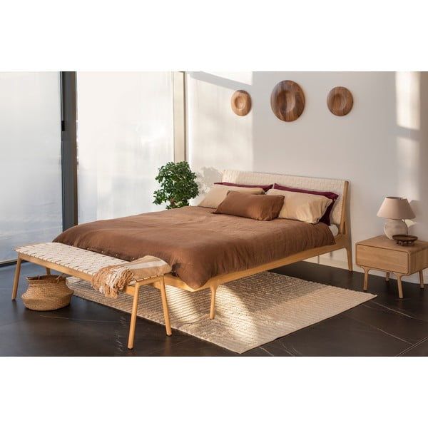 Posteľ z masívneho dubového dreva s bielym čelom Gazzda Fawn, 160 x 200 cm-image-1