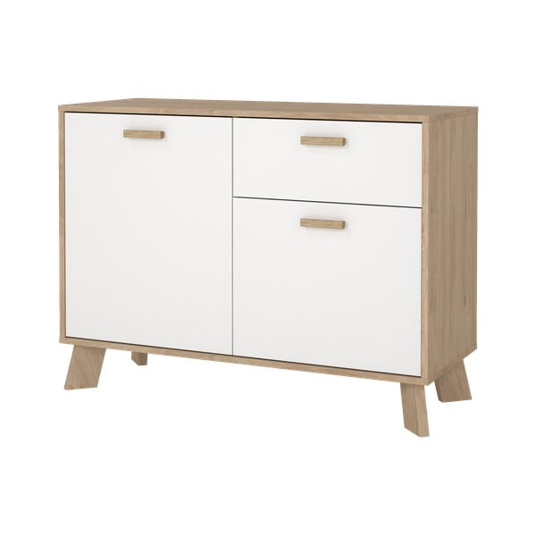 Biela/v prírodnej farbe komoda v dekore duba 99x73x39 cm Ikast – Tvilum-image-2