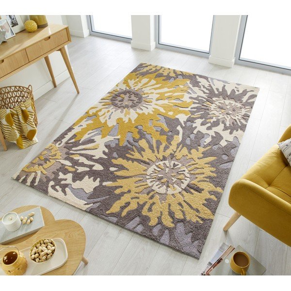 Sivo-žltý koberec Flair Rugs Soft Floral, 160 x 230 cm-image-4