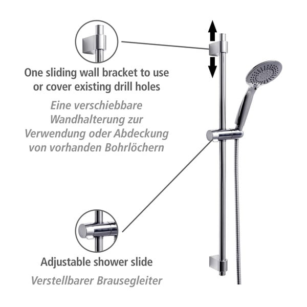 Sprchový set z nerezovej ocele v lesklej striebornej farbe 66 cm Young - Wenko-image-2