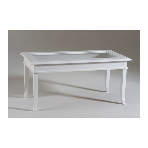Biely drevený konferenčný stolík s presklenou doskou Castagnetti Isabeau
