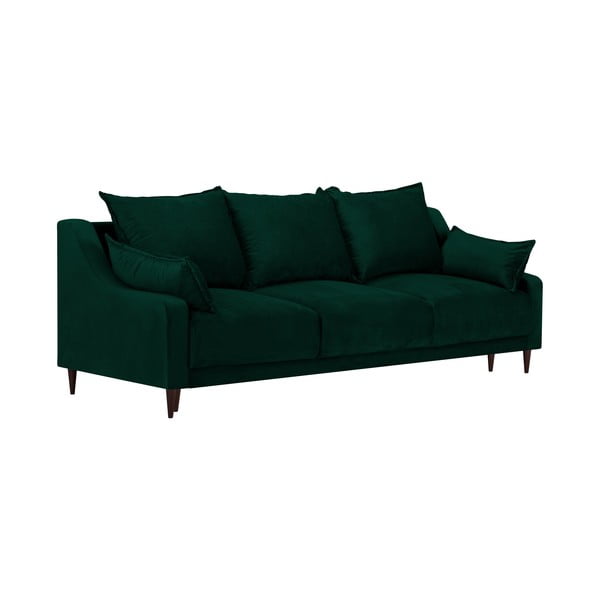 Tmavozelená zamatová rozkladacia pohovka s úložným priestorom Mazzini Sofas Freesia, 215 cm-image-2