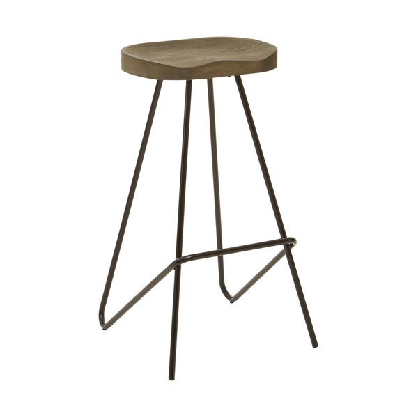 Čierna/v prírodnej farbe barová stolička z brestového dreva (výška sedadla 78 cm) District – Premier Housewares