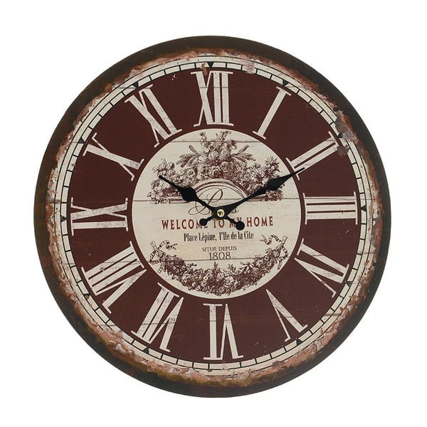 Nástenné hodiny Brown Vintage, 34 cm