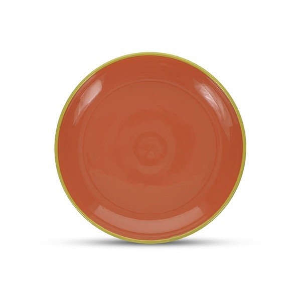 Zelený/oranžový dezertný kameninový tanier ø 18 cm Duo – ONA