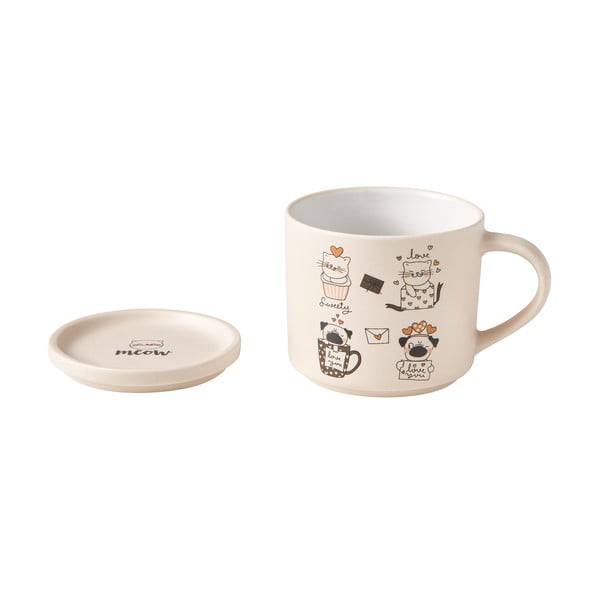 Oranžové/béžové porcelánové hrnčeky v súprave 2 ks 350 ml Cats – Brandani-image-1