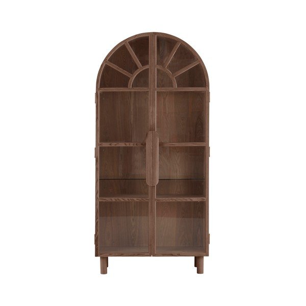 Vitrína v dekore orecha v tmavo prírodnej farbe 90x195x40 cm Sandor – Jotex-image-3