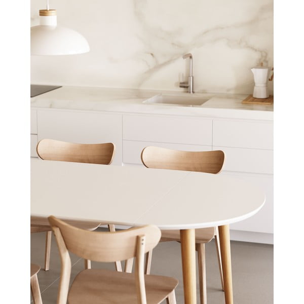 Biely okrúhly rozkladací jedálenský stôl s bielou doskou ø 90 cm Oqui – Kave Home-image-3