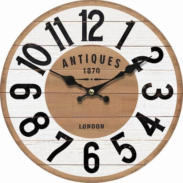 Drevené nástenné hodiny Dakls Vintage, ø 34 cm