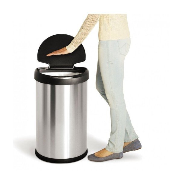 Strieborný bezdotykový odpadkový kôš simplehuman, 45 l-image-3
