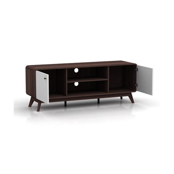 Bielo-hnedý TV stolík v dekore orecha 140x53 cm Caitlin – Støraa-image-3