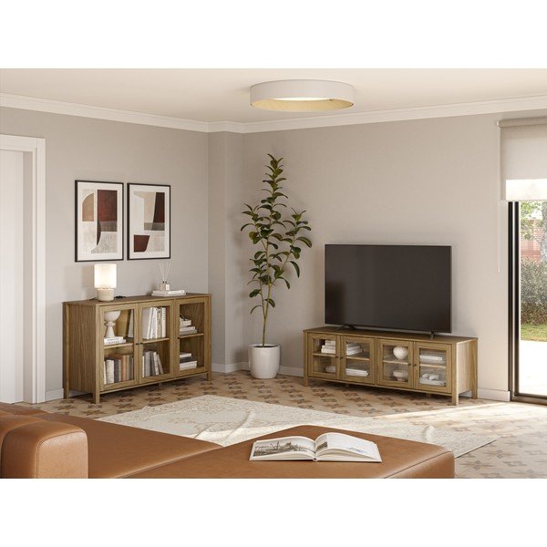 Vitrína z borovicového dreva v prírodnej farbe 142x80x40 cm Alessandra – Marckeric-image-4