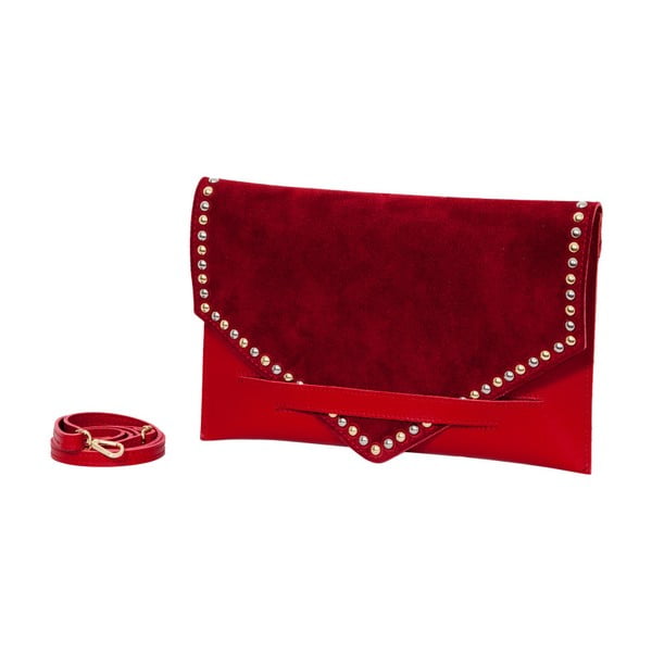 Červená listová kabelka z pravej kože Andrea Cardone Claude