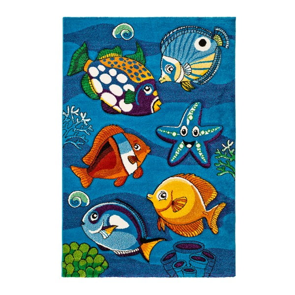 Modrý detský koberec Unoversal Underwater, 120 × 170 cm