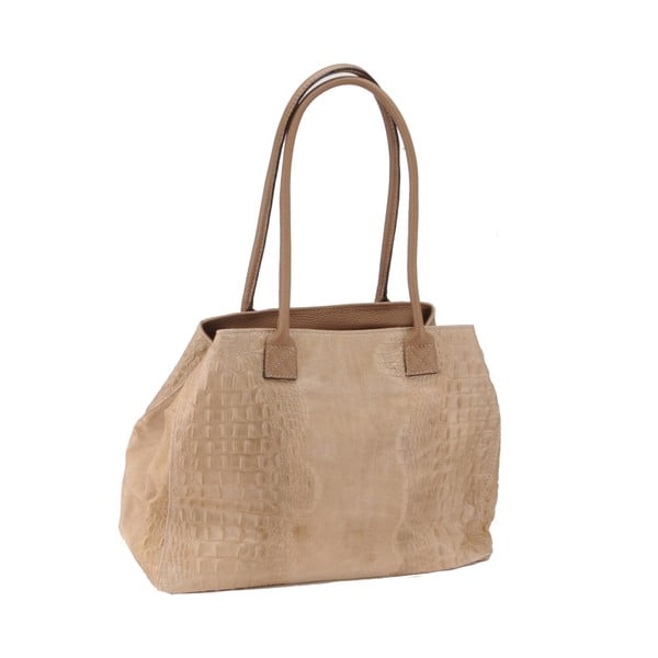 Béžová kožená kabelka Florence Bags Wezen