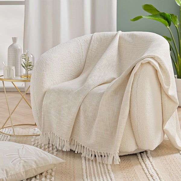 Krémová deka s prímesou bavlny 125x150 cm Ziggy – douceur d'intérieur-image-2