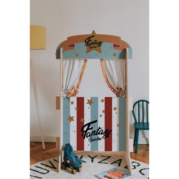 Drevené detské bábkové divadlo Dekornik Blue Pastel Theatre-image-1