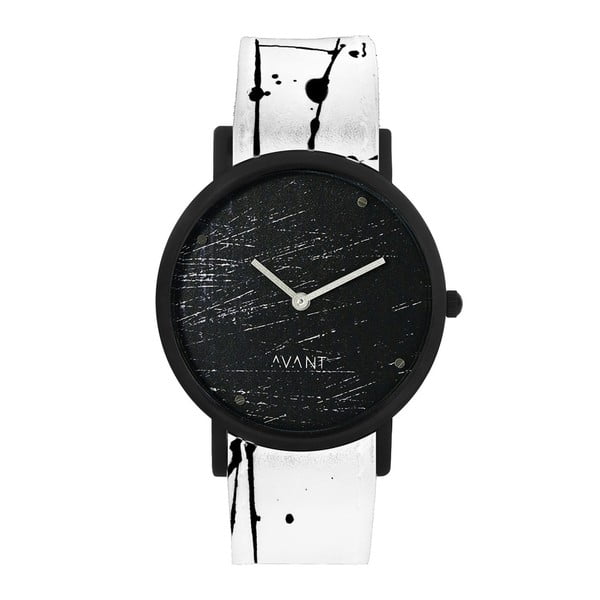 Čierne unisex hodinky s bielo-čiernym remienkom South Lane Stockholm Avant Raw
