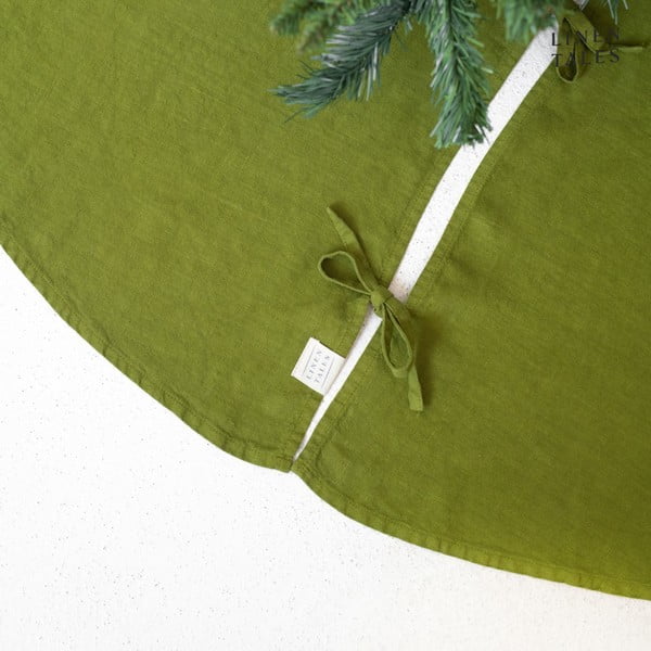 Zelený okrúhly koberec pod vianočný stromček ø 125 cm – Linen Tales-image-1