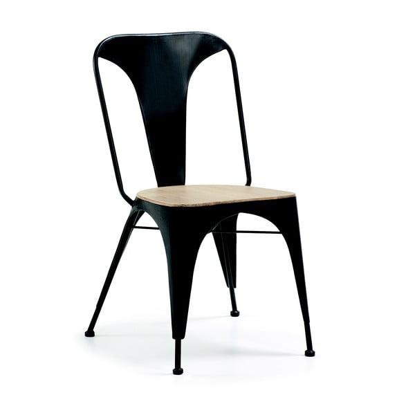 Čierna stolička s dreveným sedátkom La Forma Vita