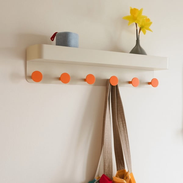 Béžový kovový nástenný vešiak s poličkou - Remember-image-1