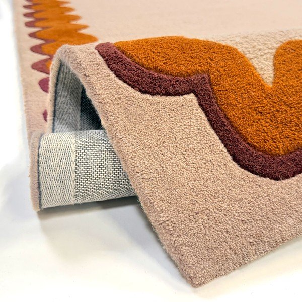 Oranžový/v prírodnej farbe ručne tkaný vlnený behúň 80x230 cm Wiggle Wool – Flair Rugs-image-3