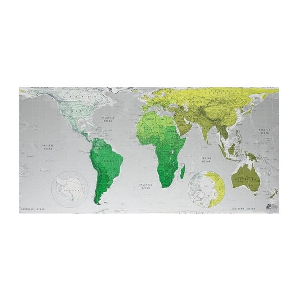 Zelená mapa sveta v priehľadnom puzdre The Future Mapping Company Future Map, 101 × 58 cm
