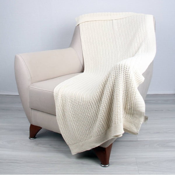 Svetlobéžová bavlnená deka Homemania Clen, 170 x 130 cm
