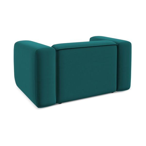 Tyrkysovomodré zamatové kreslo Ekahi – Makamii-image-4