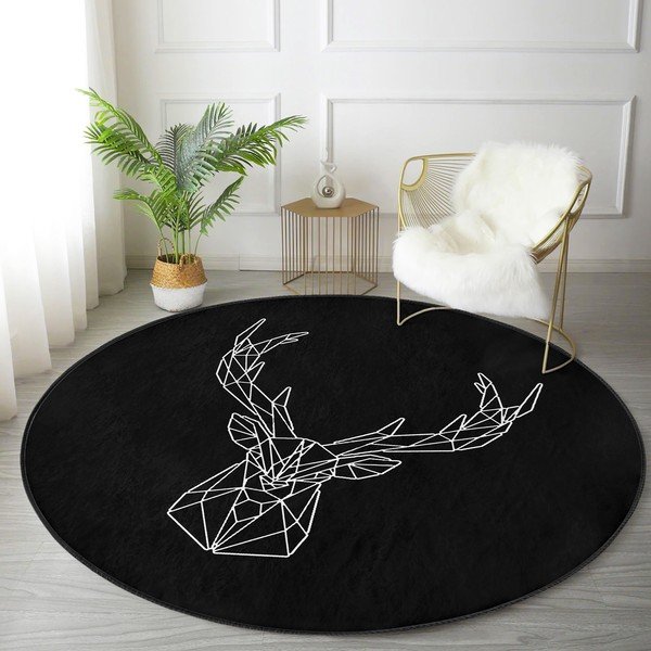 Čierny prateľný okrúhly koberec vhodný pre robotické vysávače ø 100 cm Comfort – Mila Home-image-4