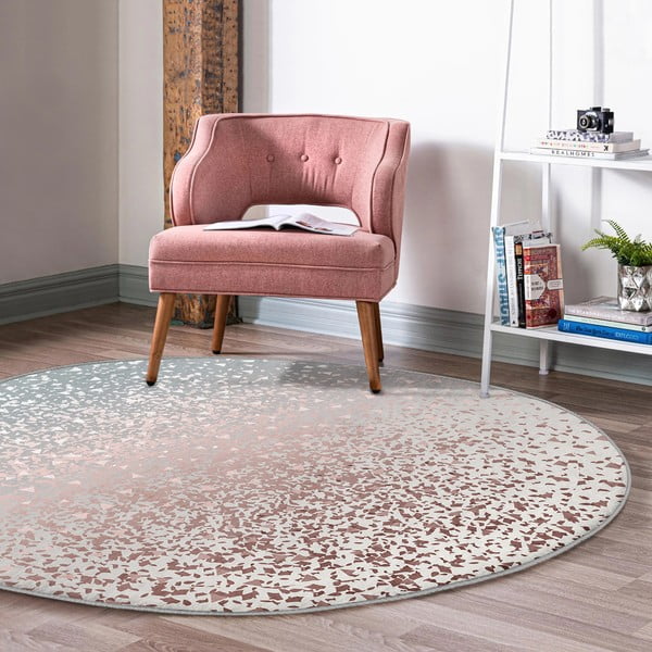 Prateľný okrúhly koberec v sivo-medenej farbe vhodný pre robotické vysávače ø 100 cm Comfort – Mila Home-image-3