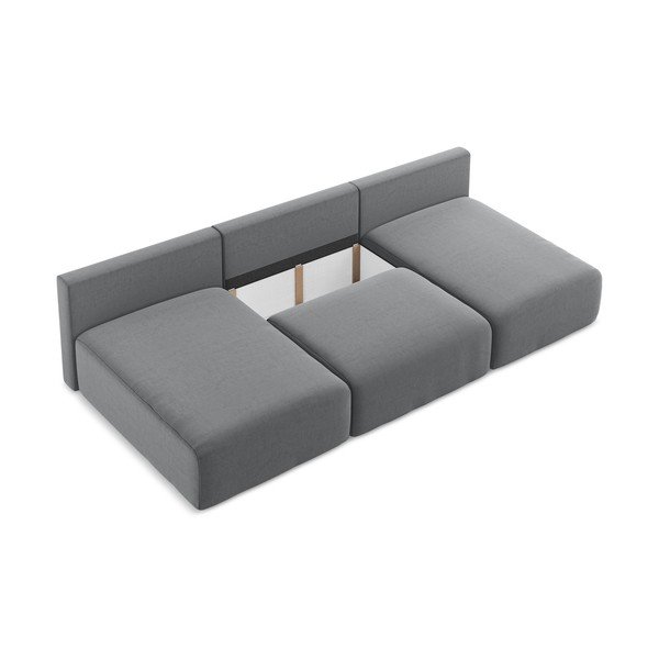 Sivá zamatová rozkladacia/s úložným priestorom rohová pohovka (do tvaru "U") Kalena – Makamii-image-4