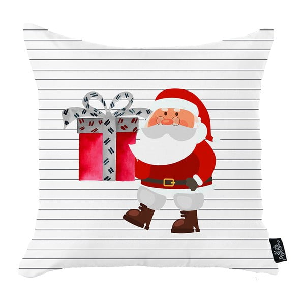 Biela vianočná obliečka na vankúš Mike & Co. NEW YORK Honey Christmas Santa Claus, 45 x 45 cm