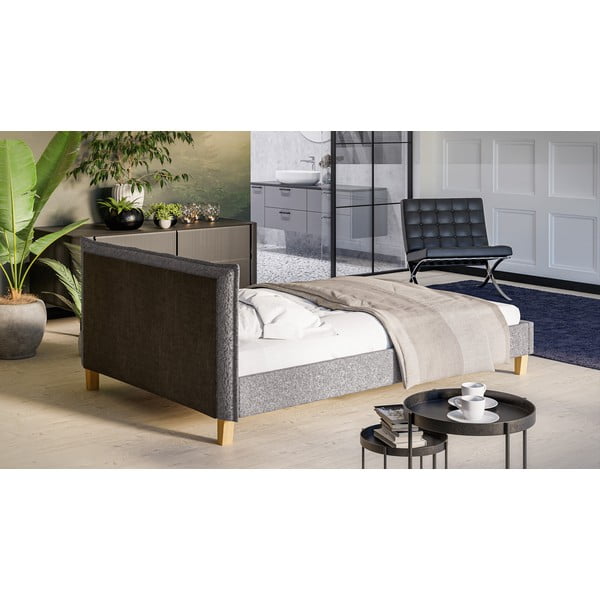 Sivá čalúnená dvojlôžková posteľ s roštom 140x200 cm Tina - Ropez-image-3