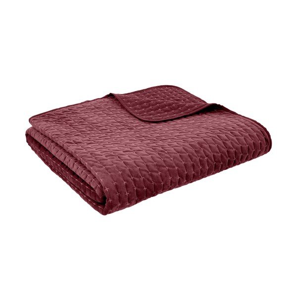 Vínovočervený zamatový prešívaný pléd 240x260 cm Attica Velvet – Bianca