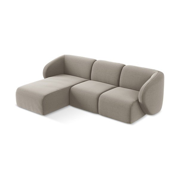 Svetlohnedá zamatová rohová pohovka (ľavý roh/s leňoškou) Lani – Makamii-image-2