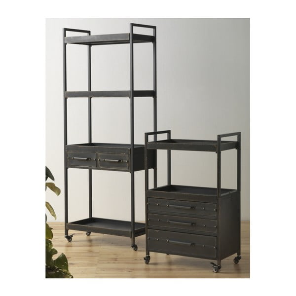 Čierna kovová komoda s 3 zásuvkami a policou Geese Gerome-image-1