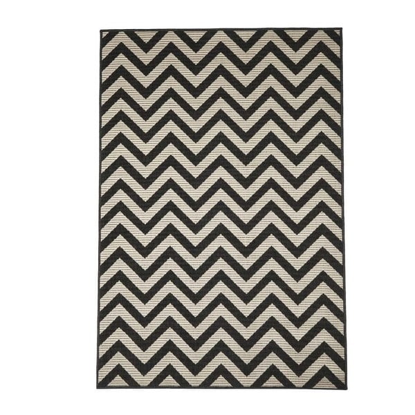 Čierny vysokoodolný koberec Webtapetti Zigzag, 160 x 230 cm