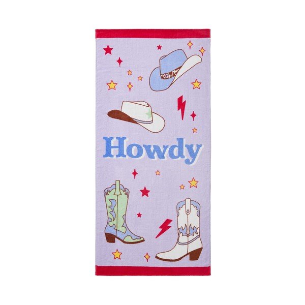 Fialová froté bavlnená plážová osuška 76x160 cm Howdy Cowgirl – Sassy B