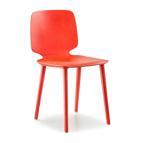 Červená drevená stolička Pedrali Babila