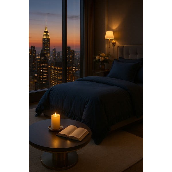 Tmavomodré obliečky na dvojlôžko/predĺžené z bavlny Renforcé 240x220 cm Ruffle Striped – Mila Home Luxury-image-4