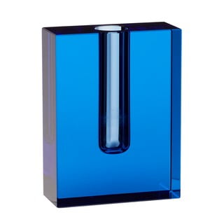 Modrá sklenená váza Hübsch Sena, výška 12 cm