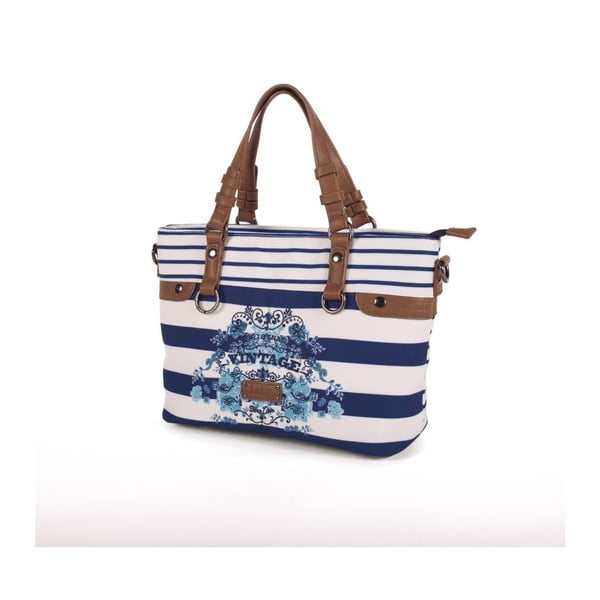 Modro-biela kabelka Lois, 34 x 24 cm
