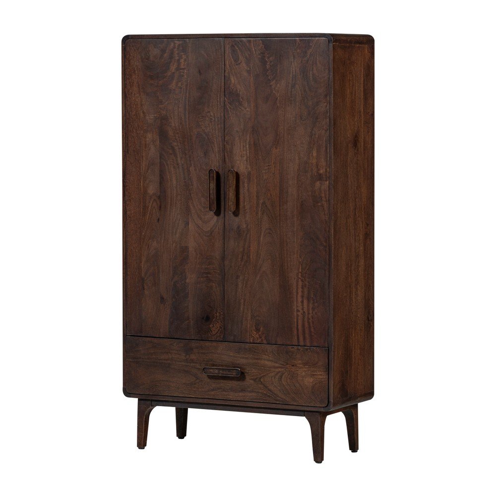 Skrinka z mangového dreva v tmavo prírodnej farbe 85x150x35 cm Liya – WOOOD