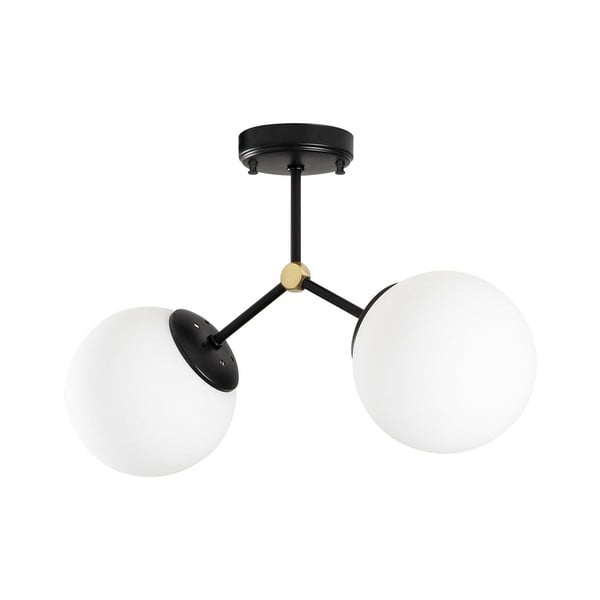 Čierno-biele stropné svietidlo so skleneným tienidlom 15x44 cm Damar – Opviq lights