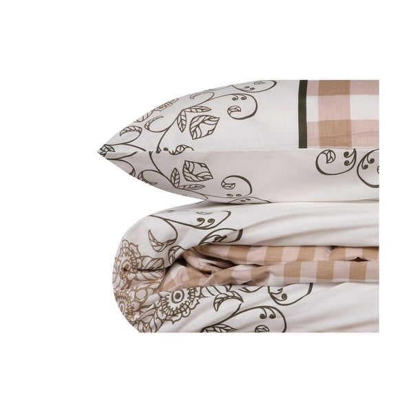 Bielo-ružové obliečky na jednolôžko z bavlny Renforcé 140x200 cm Nazenin – Mijolnir-image-2