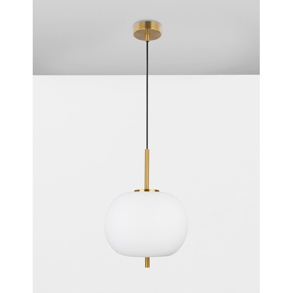 Biele/v mosadznej farbe sklenené závesné svietidlo ø 30 cm Lato – Nova Luce-image-4