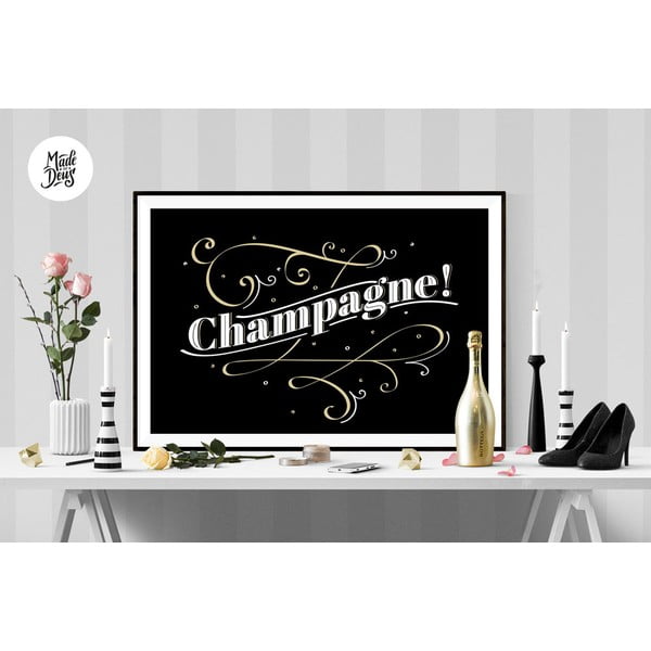 Plagát Champagne BW, A2
